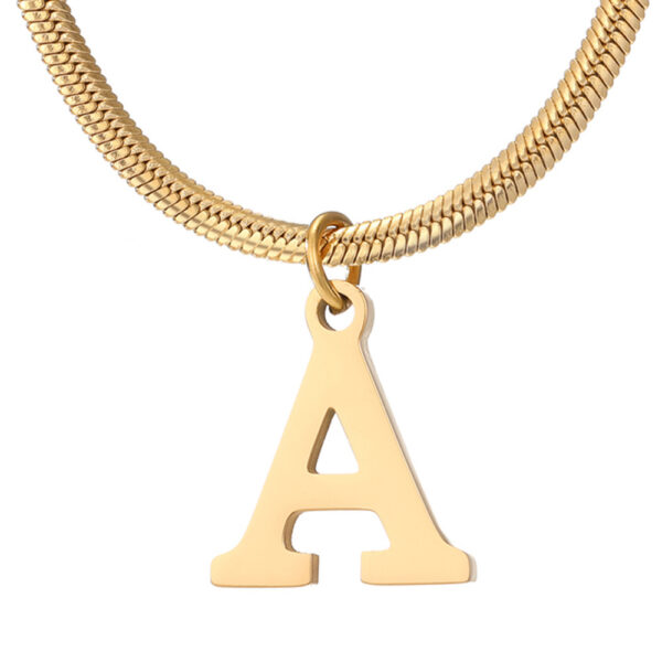 Minimalist A-Z Letter Pendant Necklace For Women Stainless Steel Gold Color Snake Chains Jewelry Birthday Gift - Image 2